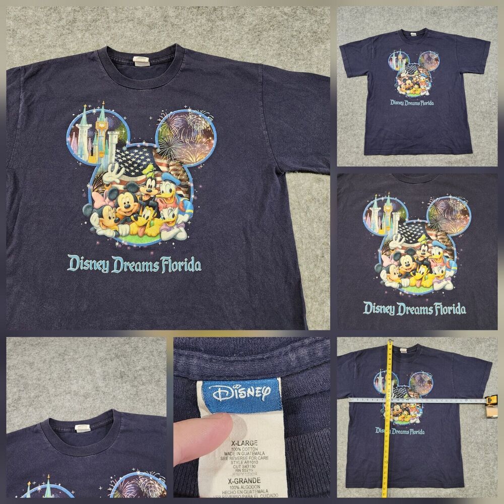 VTG Y2K Disney World Dreams Adult Mens Womens XL Mickey Mouse Graphic T Shirt